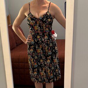 Partying skeletons /Day of the Dead dress by Paper Doll Productions XS